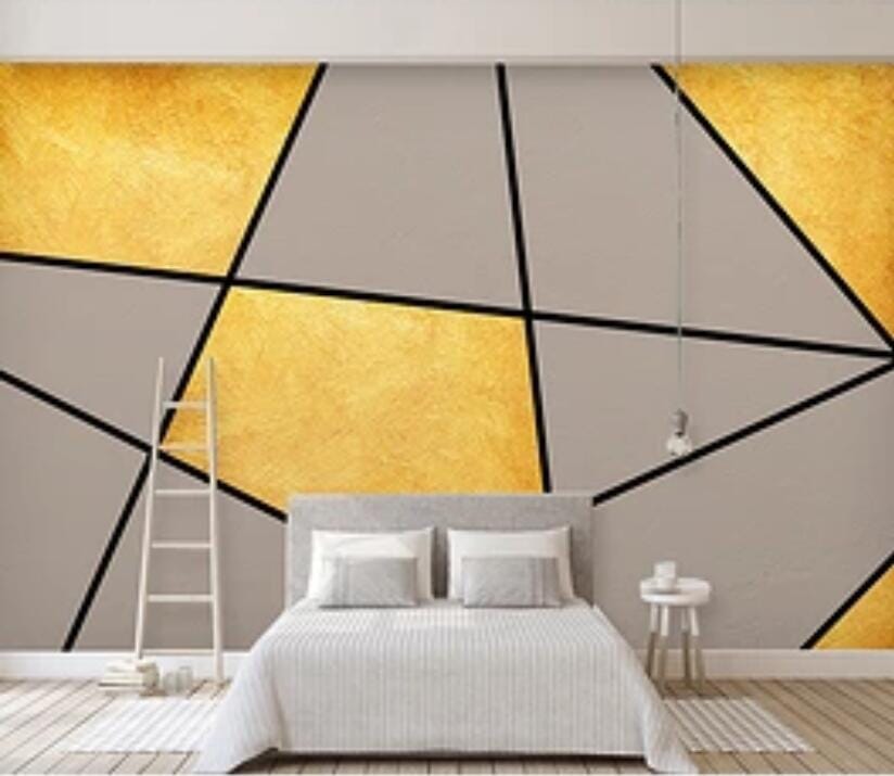 3D Golden Geometry 1983 Wall Murals Wallpaper AJ Wallpaper 2 