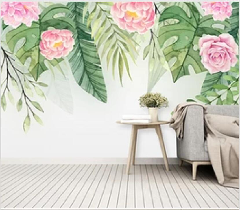 3D Flower Green Leaf 642 Wall Murals Wallpaper AJ Wallpaper 2 