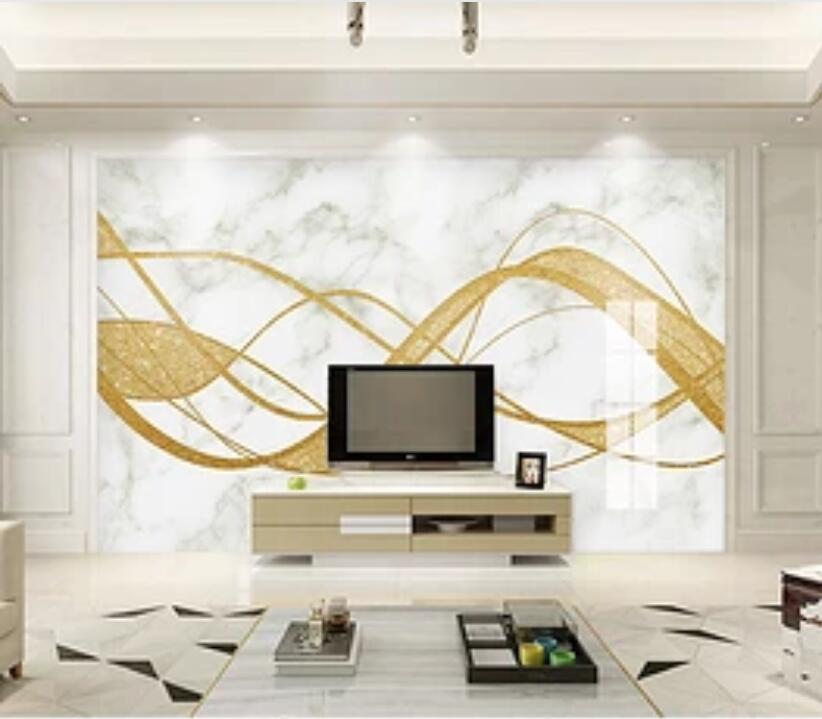 3D Golden Wave 636 Wall Murals Wallpaper AJ Wallpaper 2 
