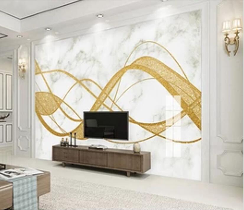 3D Golden Wave 636 Wall Murals Wallpaper AJ Wallpaper 2 