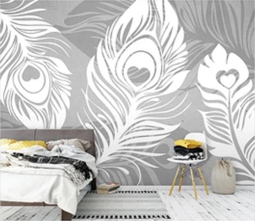 3D White Leaves 621 Wall Murals Wallpaper AJ Wallpaper 2 