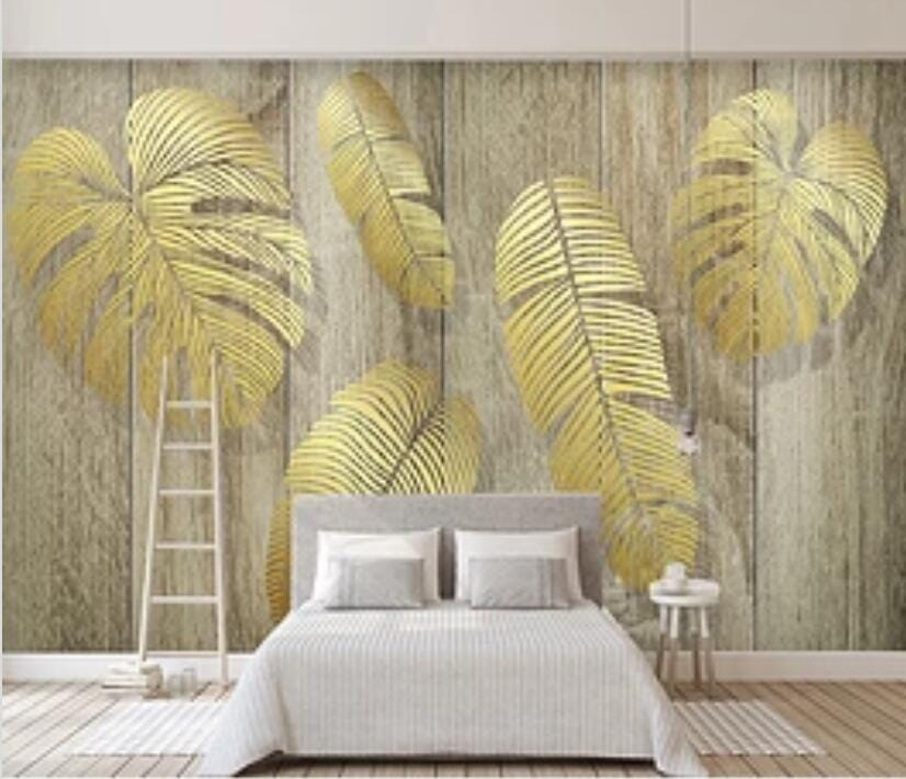 3D Golden Leaves 1922 Wall Murals Wallpaper AJ Wallpaper 2 