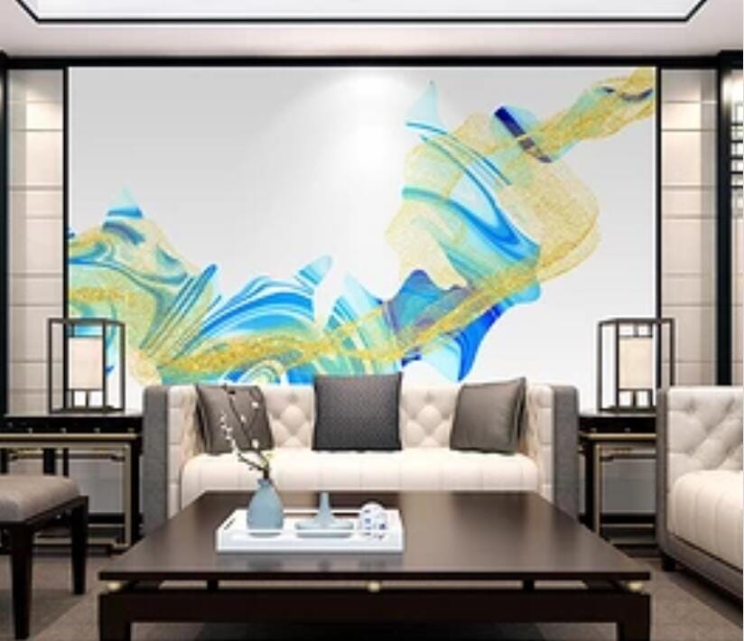 3D Golden Wave 1615 Wall Murals Wallpaper AJ Wallpaper 2 