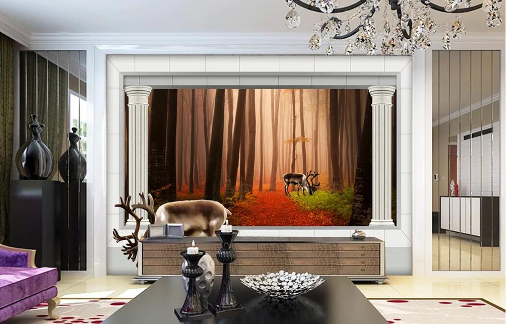 3D Forest Deer 922 Wall Murals Wallpaper AJ Wallpaper 2 