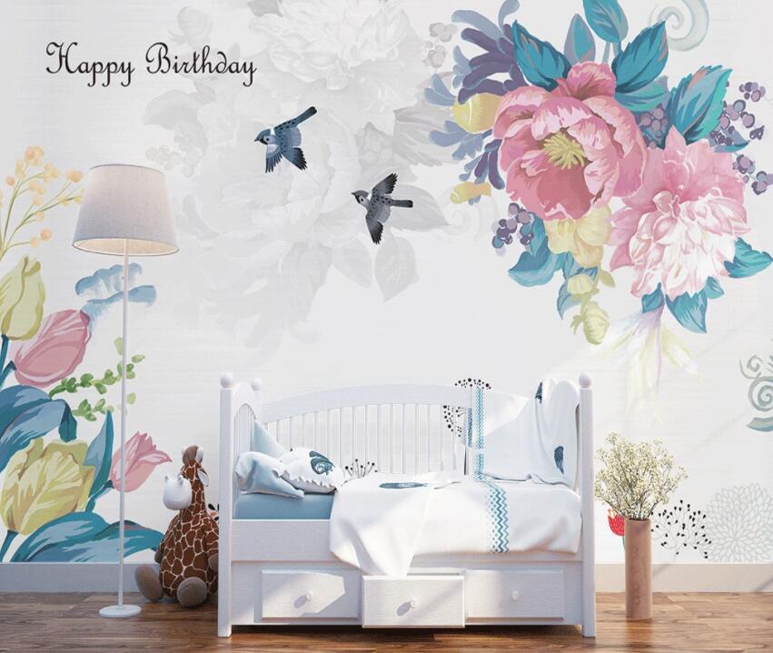 3D Flower Bird 1335 Wall Murals Wallpaper AJ Wallpaper 2 
