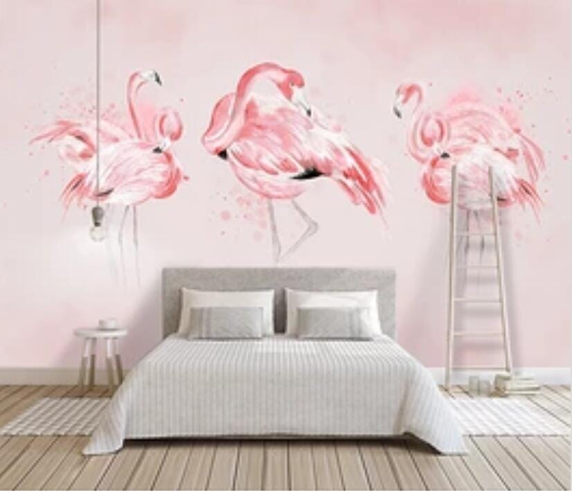 3D Pink Flamingo 2917 Wall Murals Wallpaper AJ Wallpaper 2 