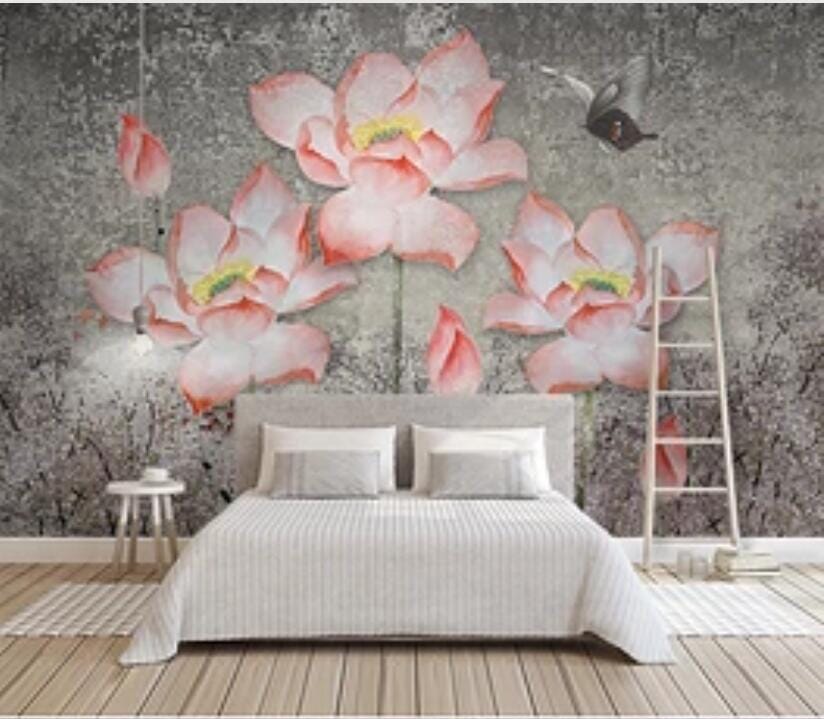 3D Lotus Butterfly 2842 Wall Murals Wallpaper AJ Wallpaper 2 