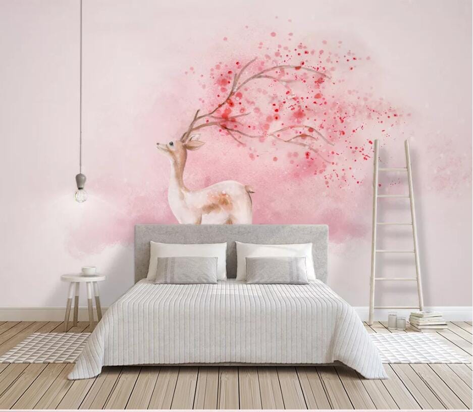 3D Pink Antlers 2819 Wall Murals Wallpaper AJ Wallpaper 2 
