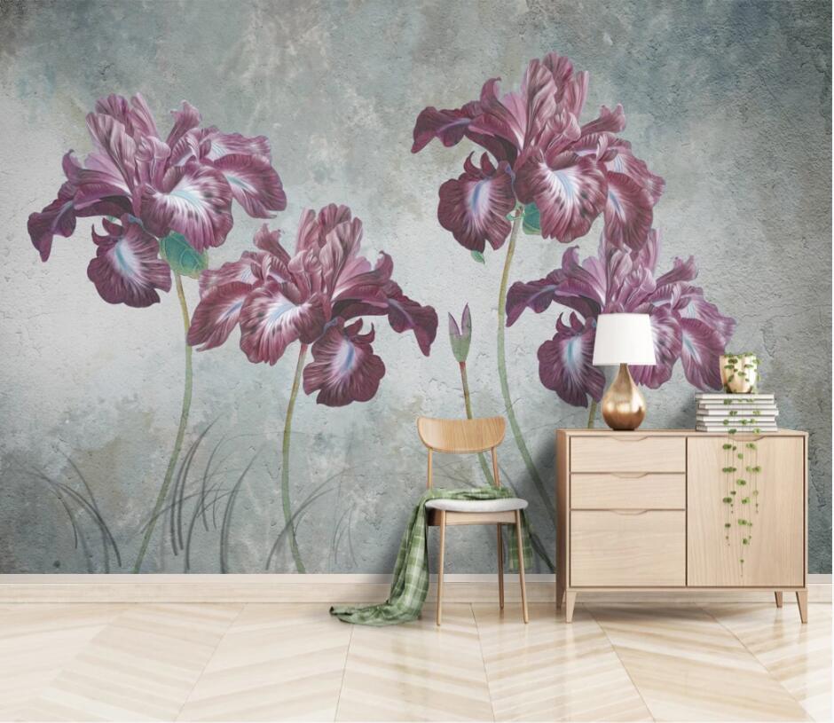 3D Purple Flowers 1536 Wall Murals Wallpaper AJ Wallpaper 2 