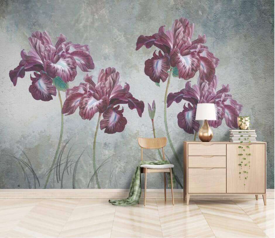 3D Purple Flowers 2557 Wall Murals Wallpaper AJ Wallpaper 2 