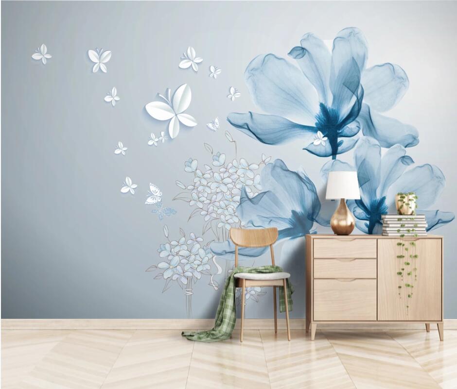 3D Flower Butterfly 1062 Wall Murals Wallpaper AJ Wallpaper 2 