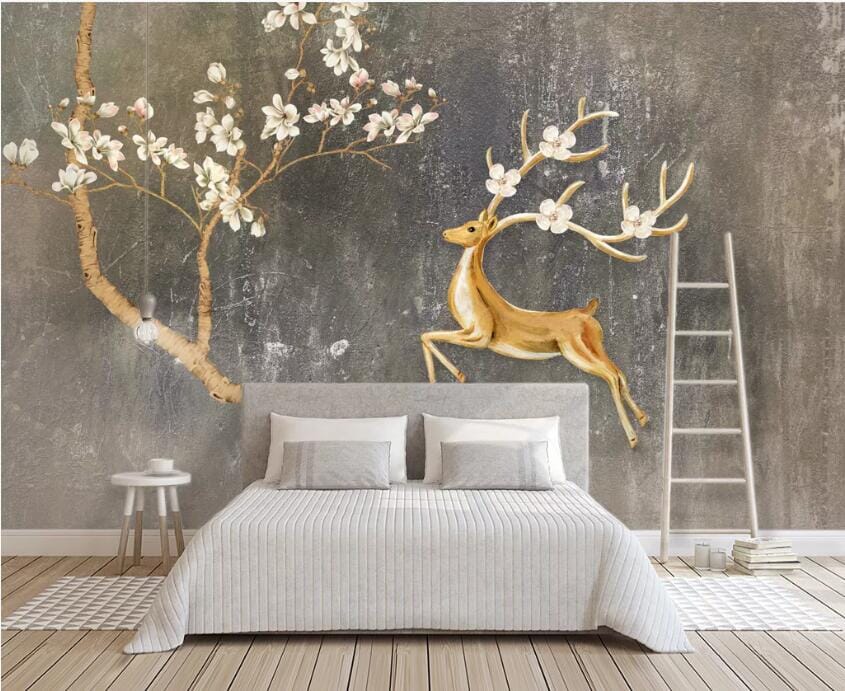 3D Fallow Deer Plum 2193 Wall Murals Wallpaper AJ Wallpaper 2 