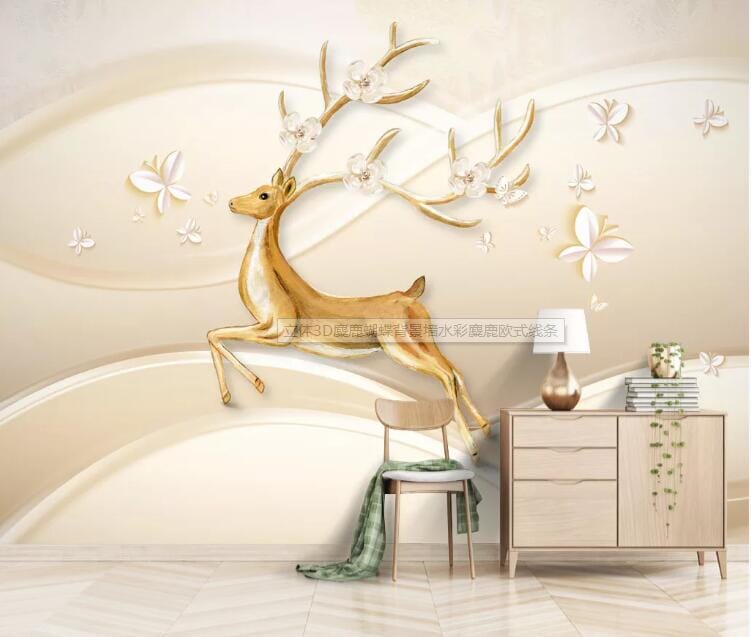 3D Jumping Fawn 2185 Wall Murals Wallpaper AJ Wallpaper 2 