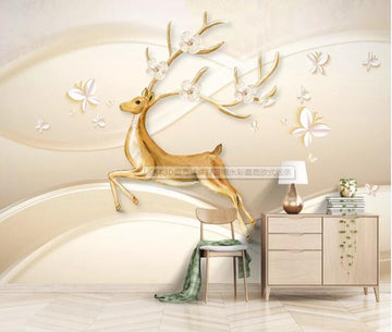 3D Jumping Fawn 2185 Wall Murals Wallpaper AJ Wallpaper 2 