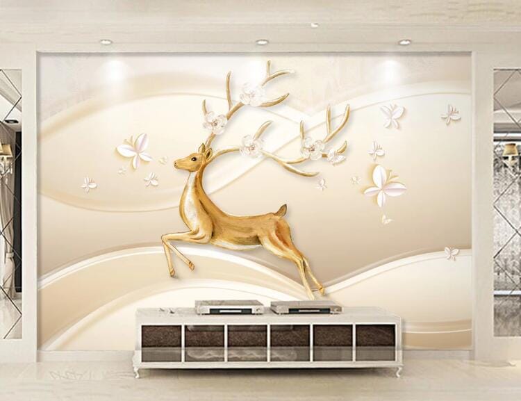 3D Jumping Fawn 2185 Wall Murals Wallpaper AJ Wallpaper 2 
