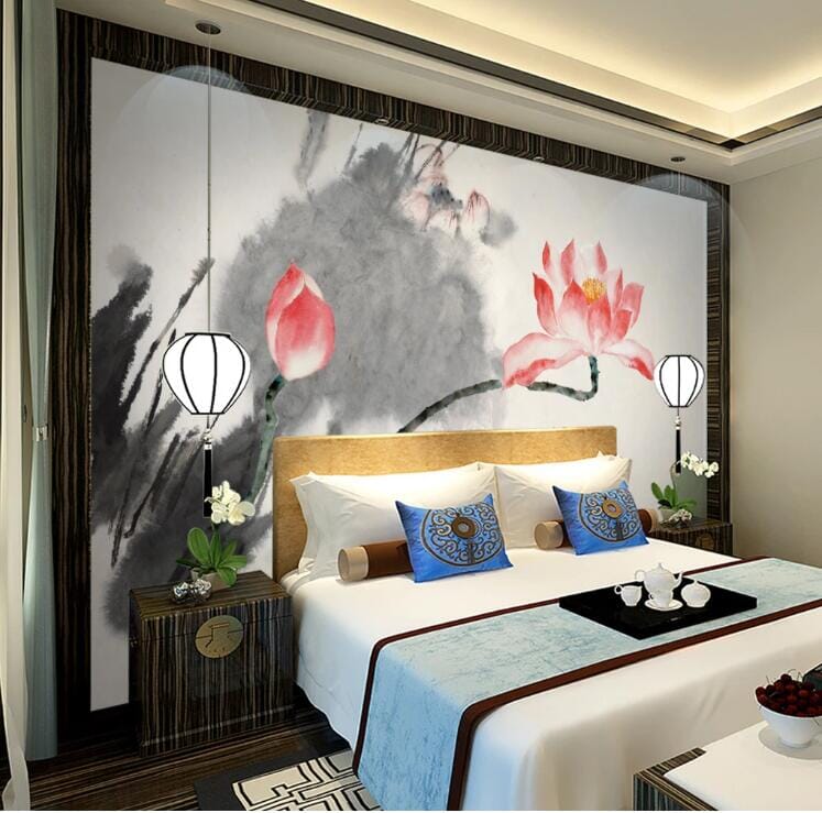 3D Ink Lotus 2160 Wall Murals Wallpaper AJ Wallpaper 2 