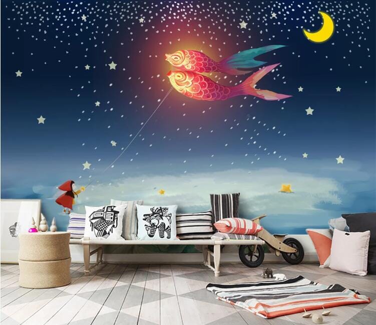 3D Moon Goldfish 1976 Wall Murals Wallpaper AJ Wallpaper 2 