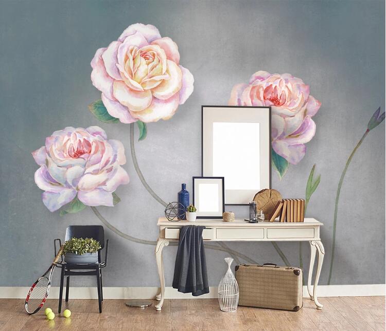 3D Pink Flowers 592 Wall Murals Wallpaper AJ Wallpaper 2 
