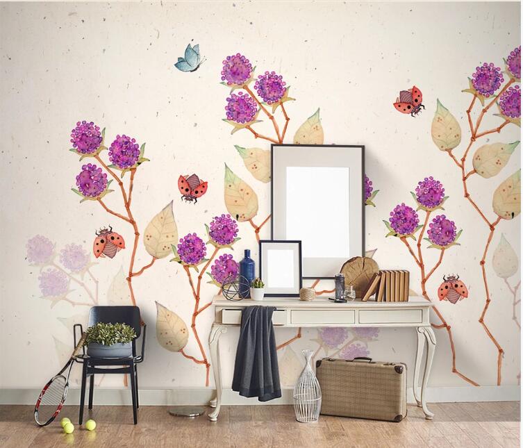 3D Purple Flowers 367 Wall Murals Wallpaper AJ Wallpaper 2 