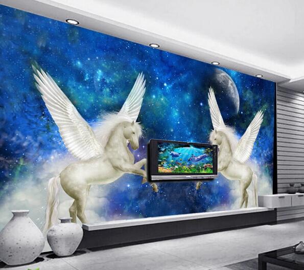 3D Moon Pegasus WC115 Wall Murals