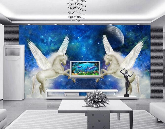 3D Moon Pegasus WC115 Wall Murals