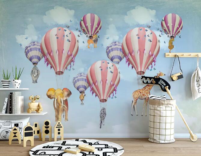 3D Elephant Giraffe WC793 Wall Murals