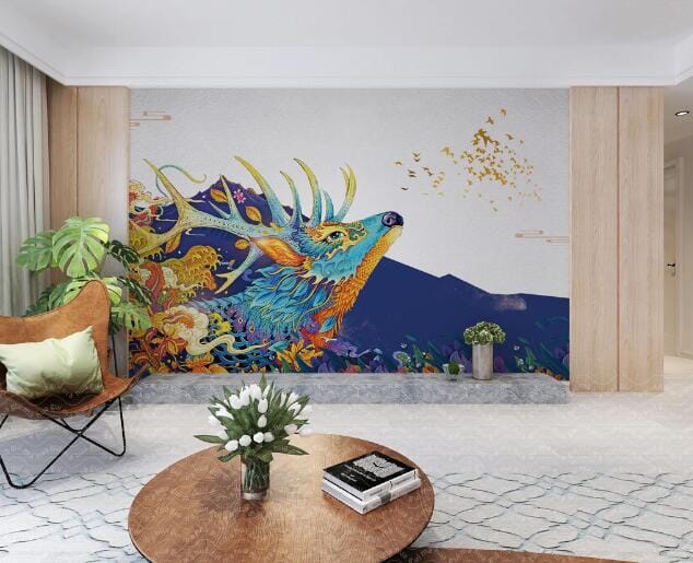3D Colored Beautiful Deer WC719 Wall Murals Wallpaper AJ Wallpaper 2 