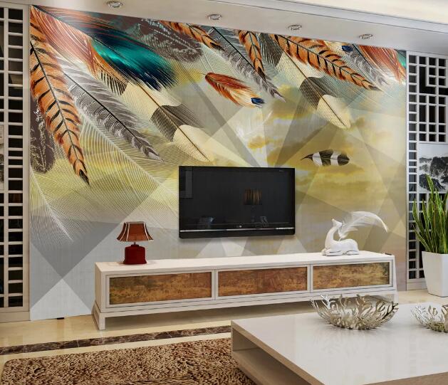 3D Colored Feathers WC1771 Wall Murals
