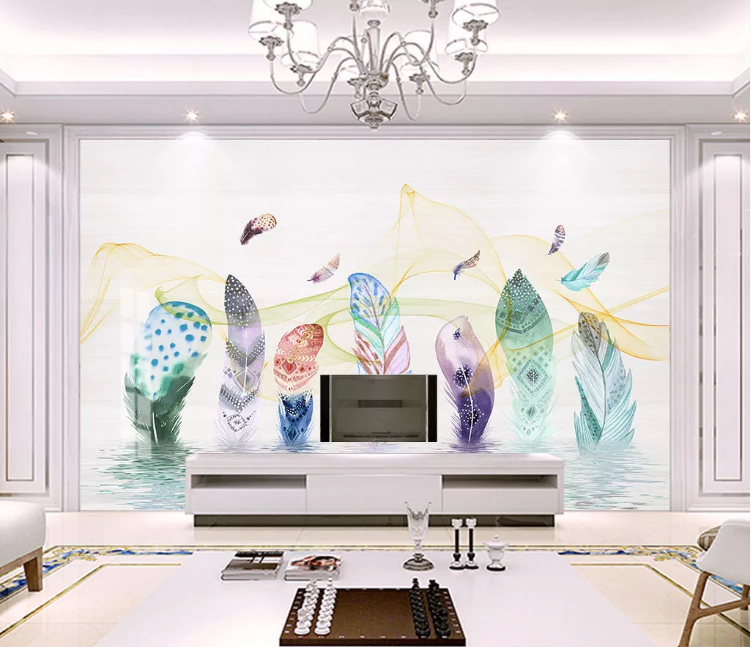 3D Colored Feathers WC618 Wall Murals
