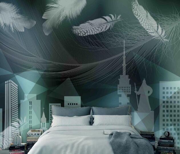 3D Feather Building WC1479 Wall Murals