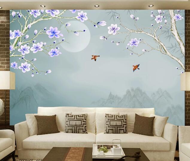 3D Moon Flower WC1132 Wall Murals