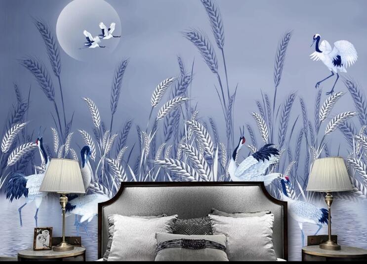3D Moon Crane WC920 Wall Murals