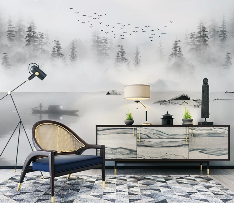 3D Forest Lake WC1821 Wall Murals