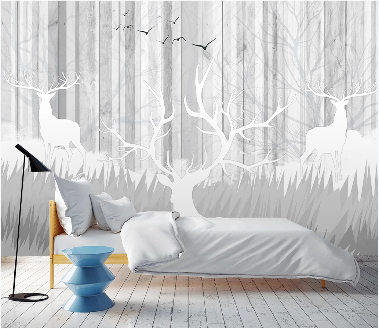 3D White Fawn Bird WC1726 Wall Murals