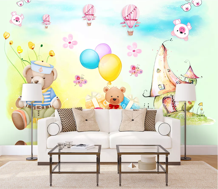 3D Bear Balloon WC1641 Wall Murals