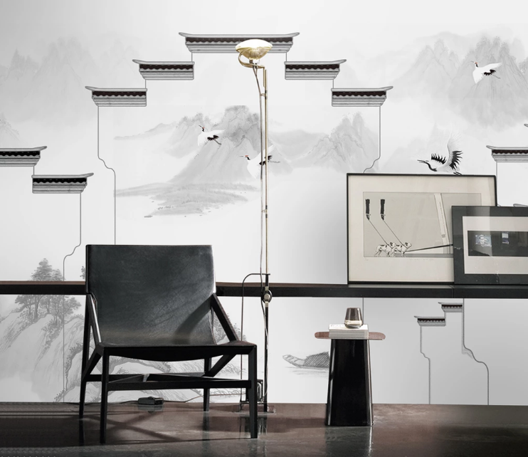 3D House Crane WC361 Wall Murals