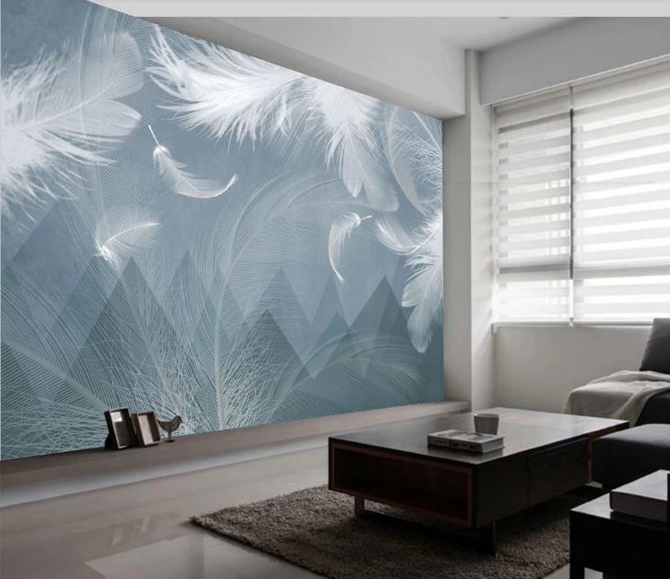 3D White Feather WC2453 Wall Murals
