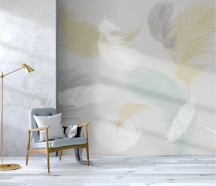 3D Yellow Feather WC2166 Wall Murals
