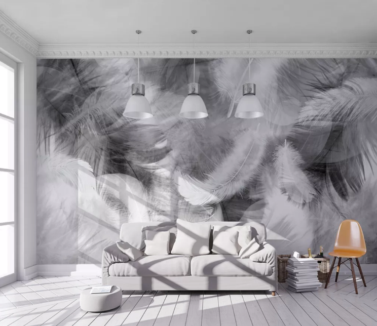3D Grey Feather WC2655 Wall Murals