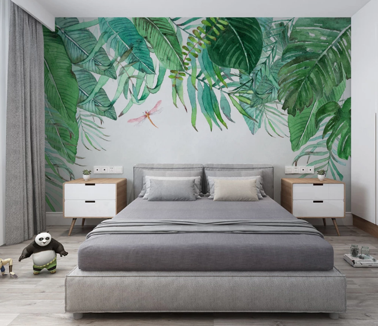 3D Dragonfly Leaf WC2620 Wall Murals
