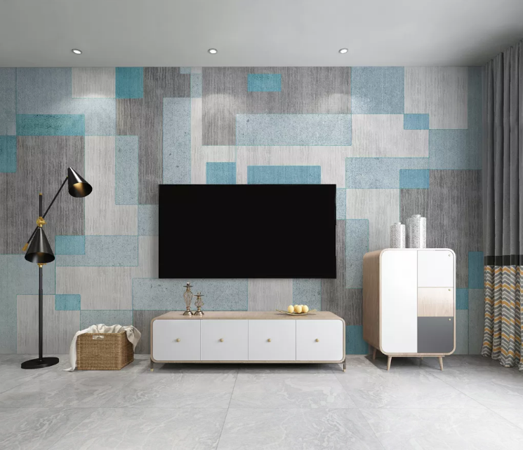 3D Blue Square WC2619 Wall Murals