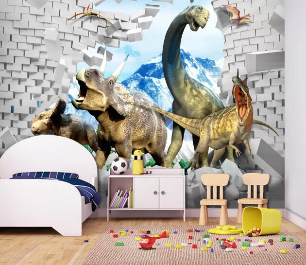 3D Dinosaur Mountain WC1470 Wall Murals