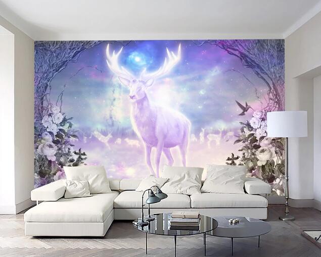 3D Purple Deer WC212 Wall Murals