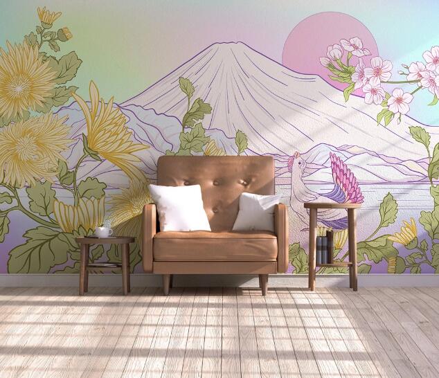 3D Chrysanthemum Chicken WC1292 Wall Murals