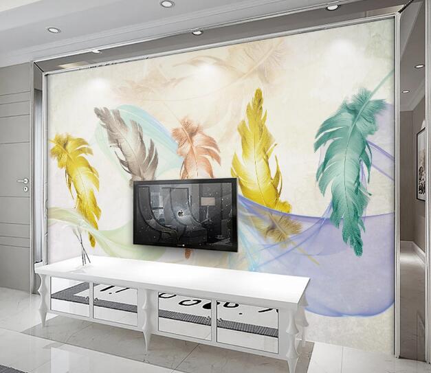 3D Colored Feathers WC2780 Wall Murals