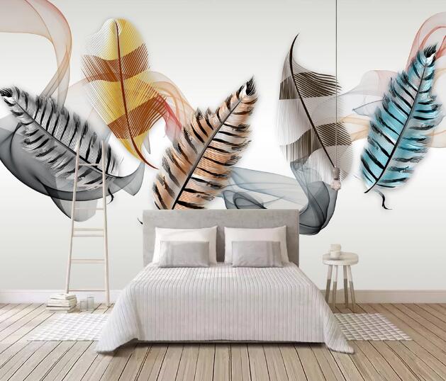3D Striped Feathers WC2659 Wall Murals