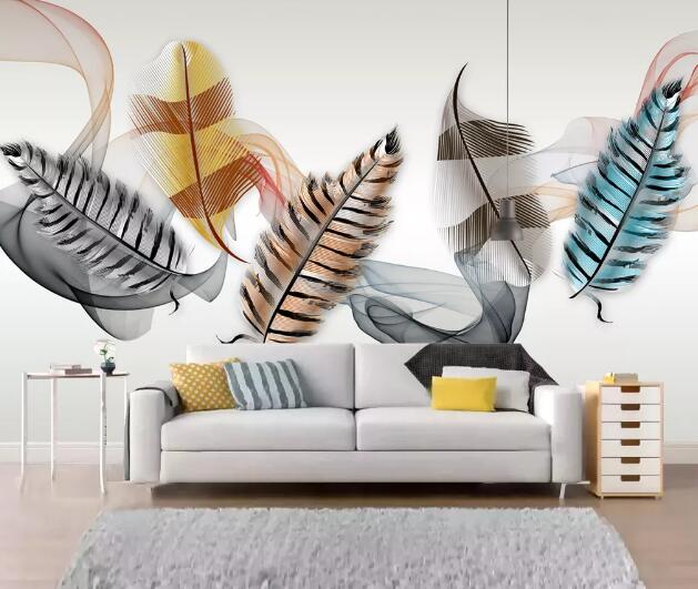 3D Striped Feathers WC2659 Wall Murals