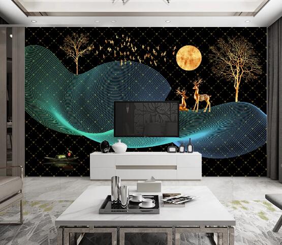 3D Moon Bird Tree WC2324 Wall Murals