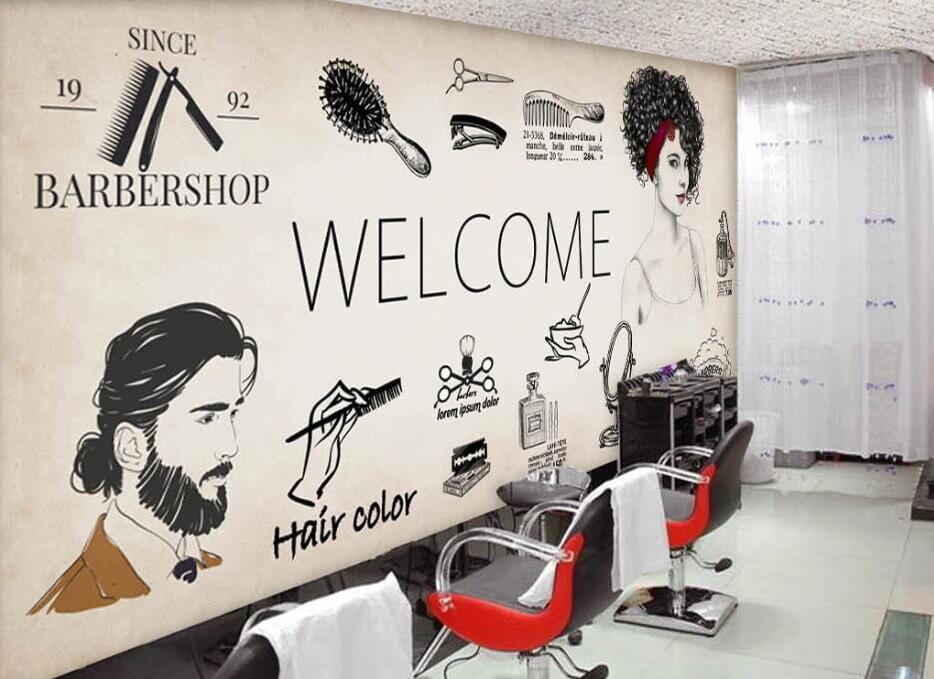 3D Fashion Barber Shop 1563 Wall Murals Wallpaper AJ Wallpaper 2 