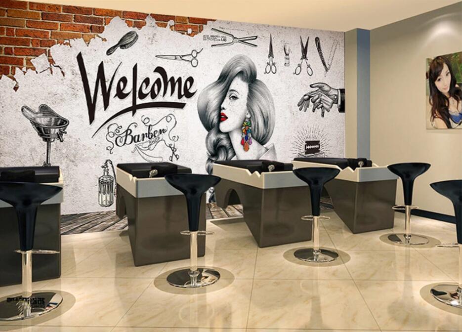 3D Fashion Barber Shop 1564 Wall Murals